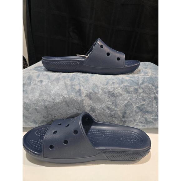 Crocs Unisex Classic Sandals Slide V2 Navy US Men's 7 Women's 9 - Picture 3 of 5